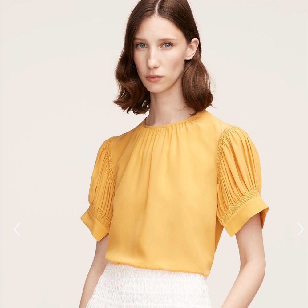 Rebecca Taylor Yellow Puff Sleeve Blouse